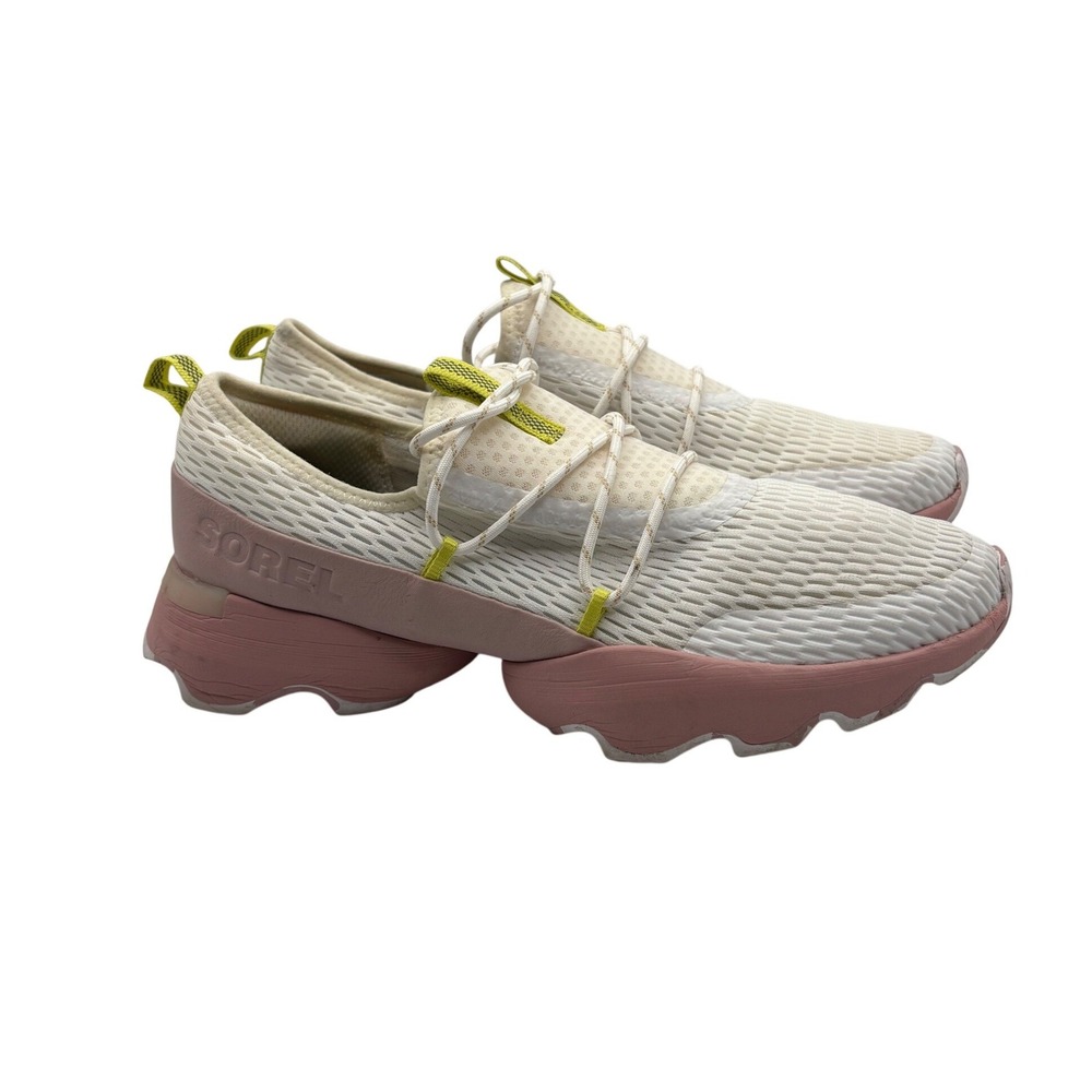Sorel Kinetic Impact Lace Sneakers Womens 10.5 White Pink Mesh Scalloped Sole